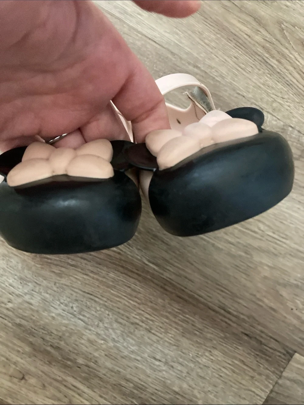 Mini Melissa Minnie Mouse Pink Mary Jane Shoes with Black Bow Accent Sz 10